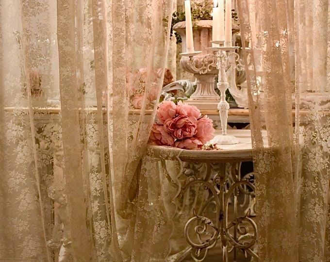 Chantilly Lace Curtain “Giselle” Beige