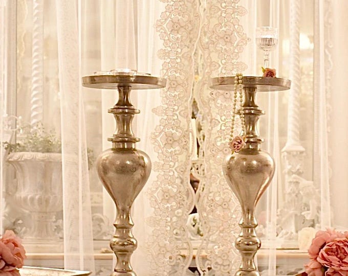 Unique Rare Wonderful Pair of Silver Leaf Candlesticks