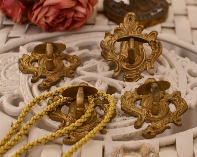 Set of 2 late 19th century Italian brass hooks