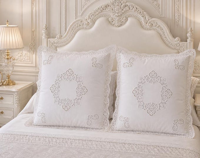 Rare pair of antique embroidered cushions
