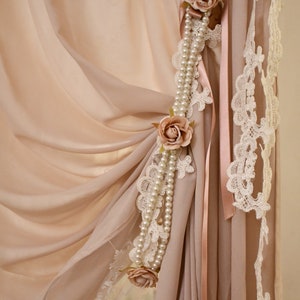 Wonderful amber curtain with pearls lace and scented roses