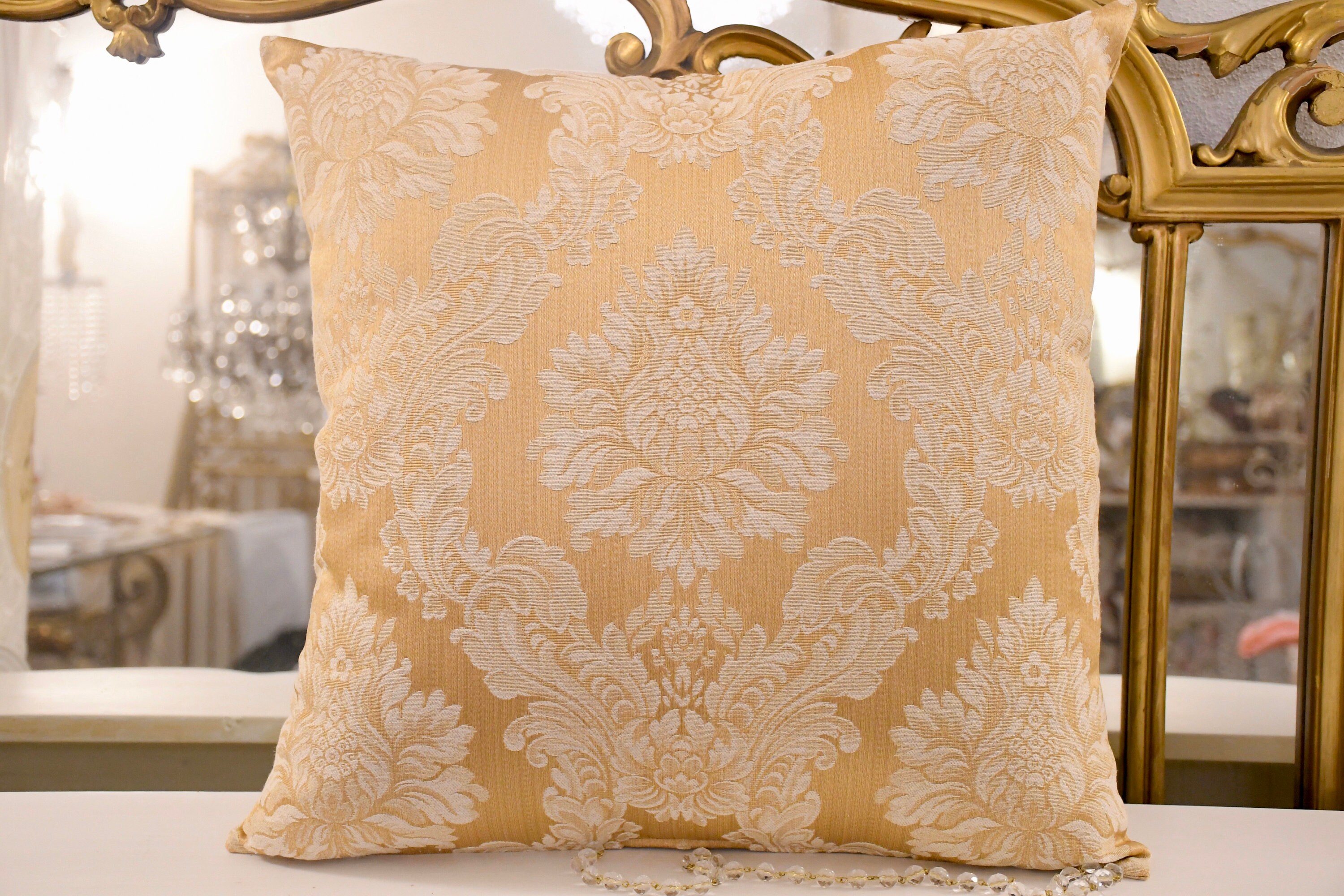 Italian luxury damask gold cushion