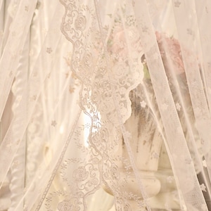 Pair of light and soft embroidered tulle curtains Sophia collection image 8