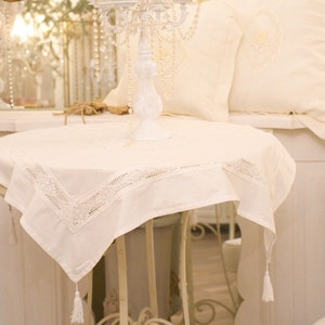 Vintage cotton and lace tablecloth