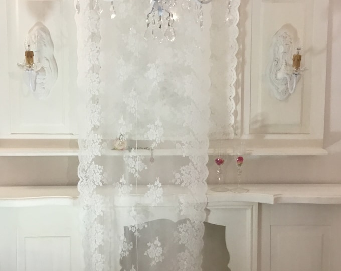 Embroidered lace glass curtain