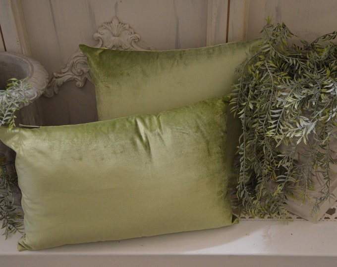 Green velvet cushion