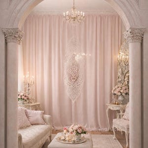 Elegant Georgette Curtain with White Embroidered Tableau