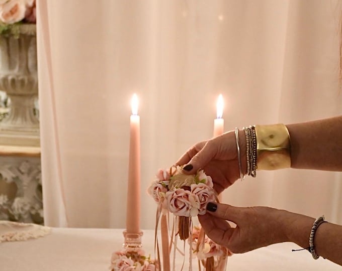 Floral candle holder for candelabra. Romantic decoration for candles