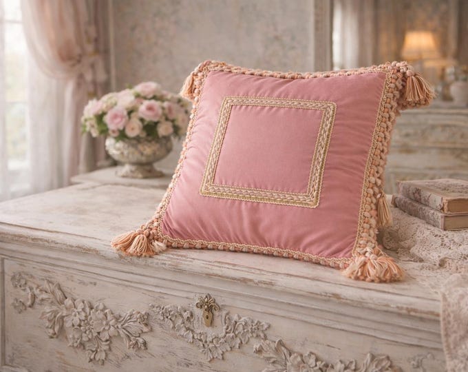 Decorative Cushions "Bridgerton" Faggianis in Antique Pink Cotton Satin