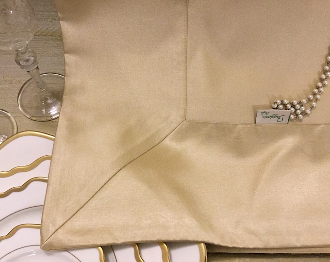Luxury tablecloth collection "imperial oro" gold cotton satin handmade in Italy