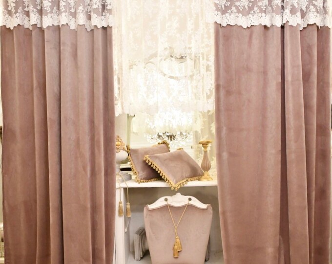 Complete curtains in velvet and lace "Renaissance"