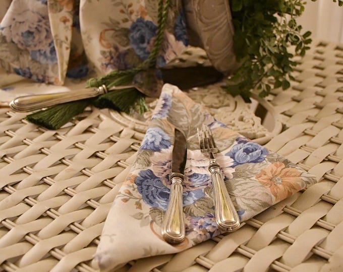 Blue Vintage Rose Napkin