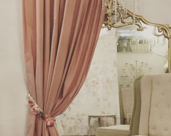 Intense antique pink taffeta curtain