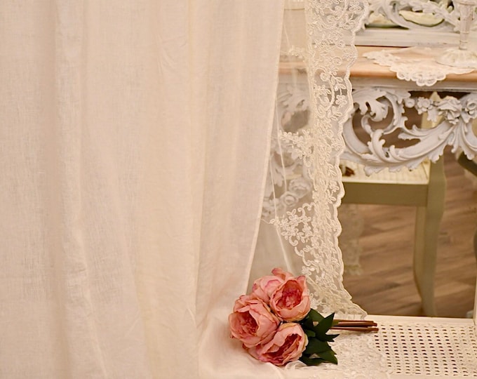 Precious curtain in mixed linen and lace “ELOIDE”
