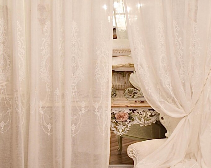 Art Nouveau linen blend curtain “Georgia”