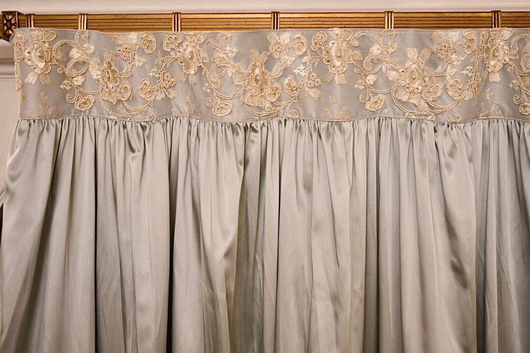 Curtain Renaisance Precious Renaissance “vittoria” Blue Silk Satin Curtain - Etsy