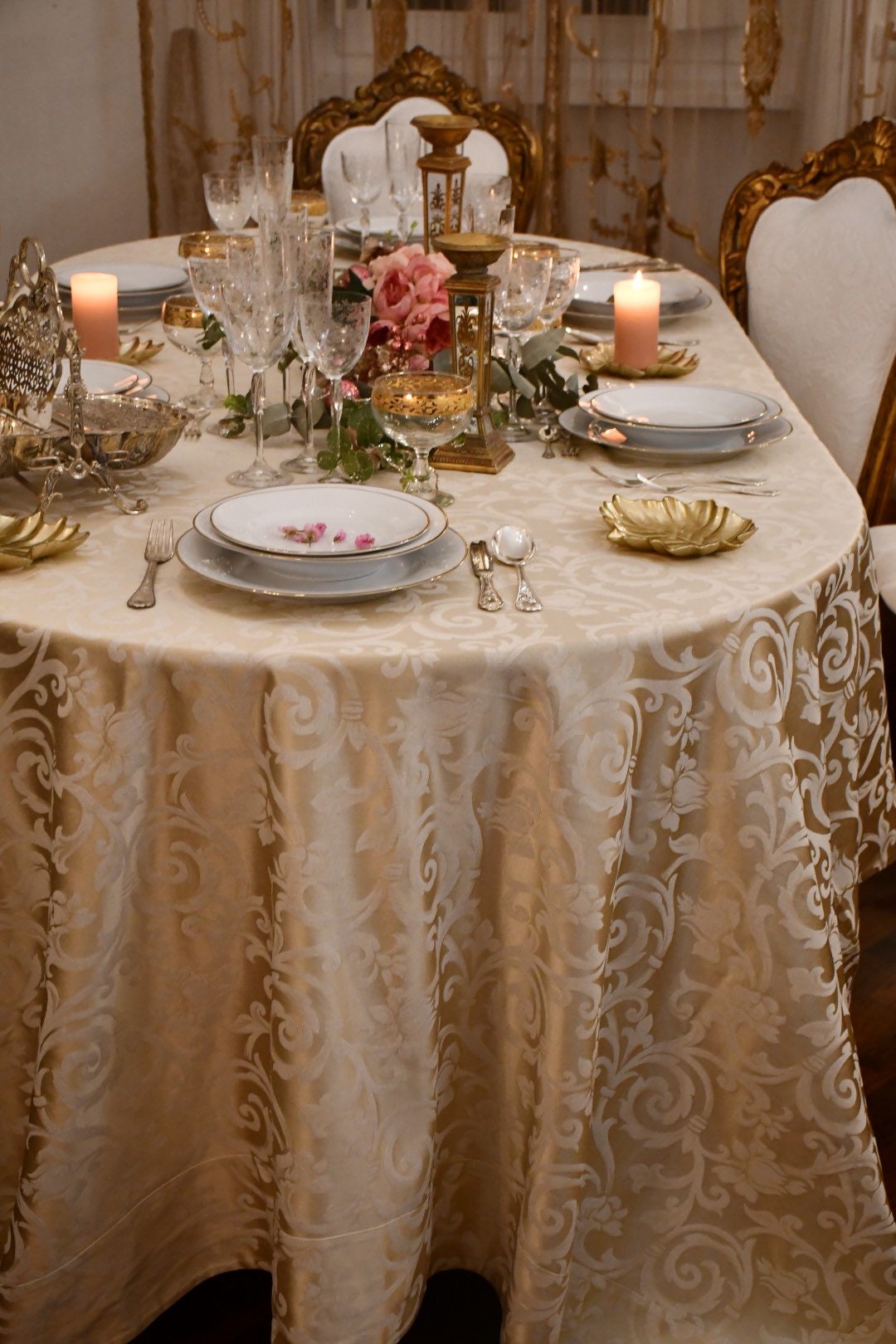 LUXORY Damask Tablecloth - Etsy