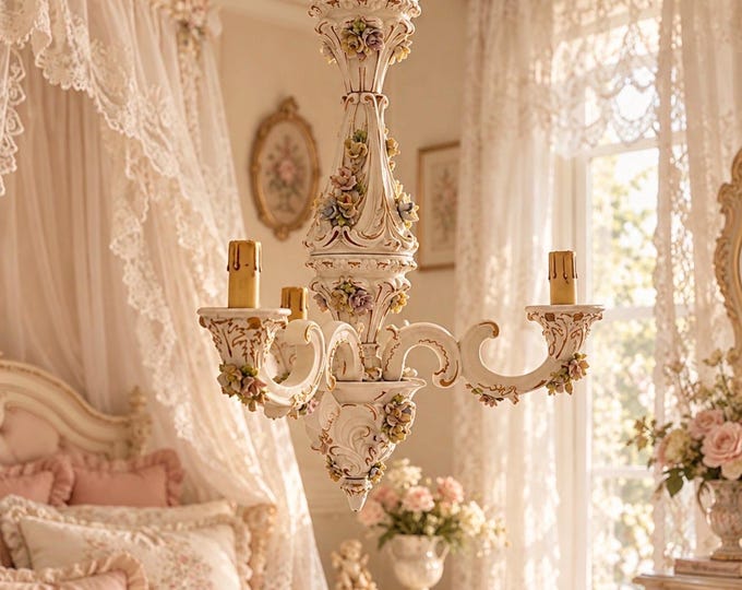 Antique three-arm Art Nouveau chandelier
