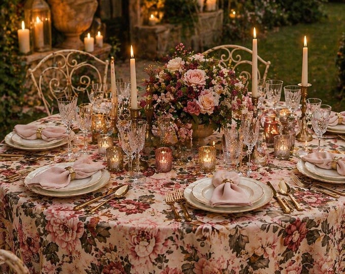 Shabby chic floral tablecloth