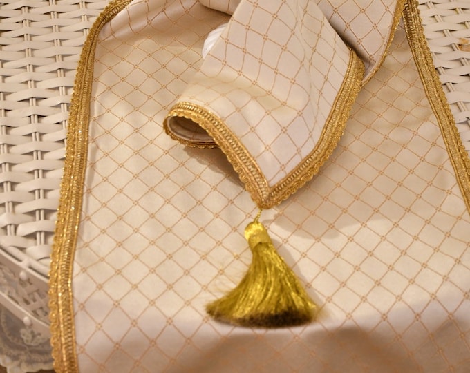 Runner Damascus luxury gold ivory collection “Royal Style” Rhombus