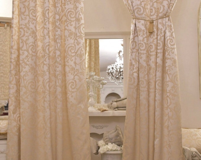 Damask curtain “Imperial”Ivory white damask