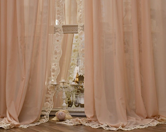 Pair of georgette and lace curtains “Maria Cecilia”