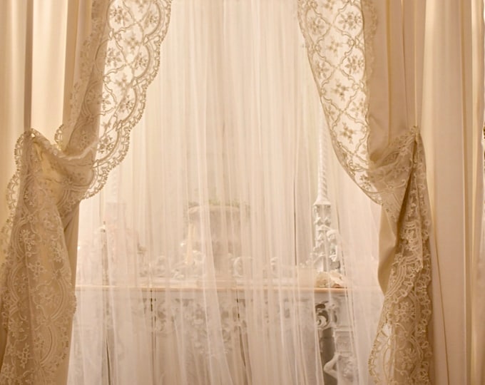 Pair of pure georgette curtains in “Imperial” Cashmere color