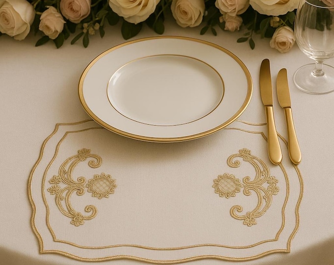 Faggiani Renaissance-Style Placemats – Brilliant Gold Embroidery