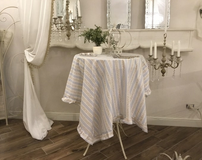 Provencal tablecloth with blue stripes