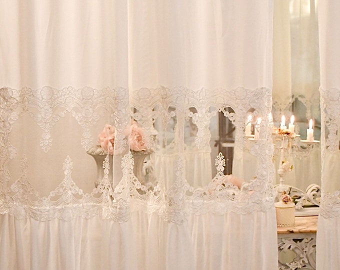 Elegant and refined georgette and lace curtain “Eleonor”