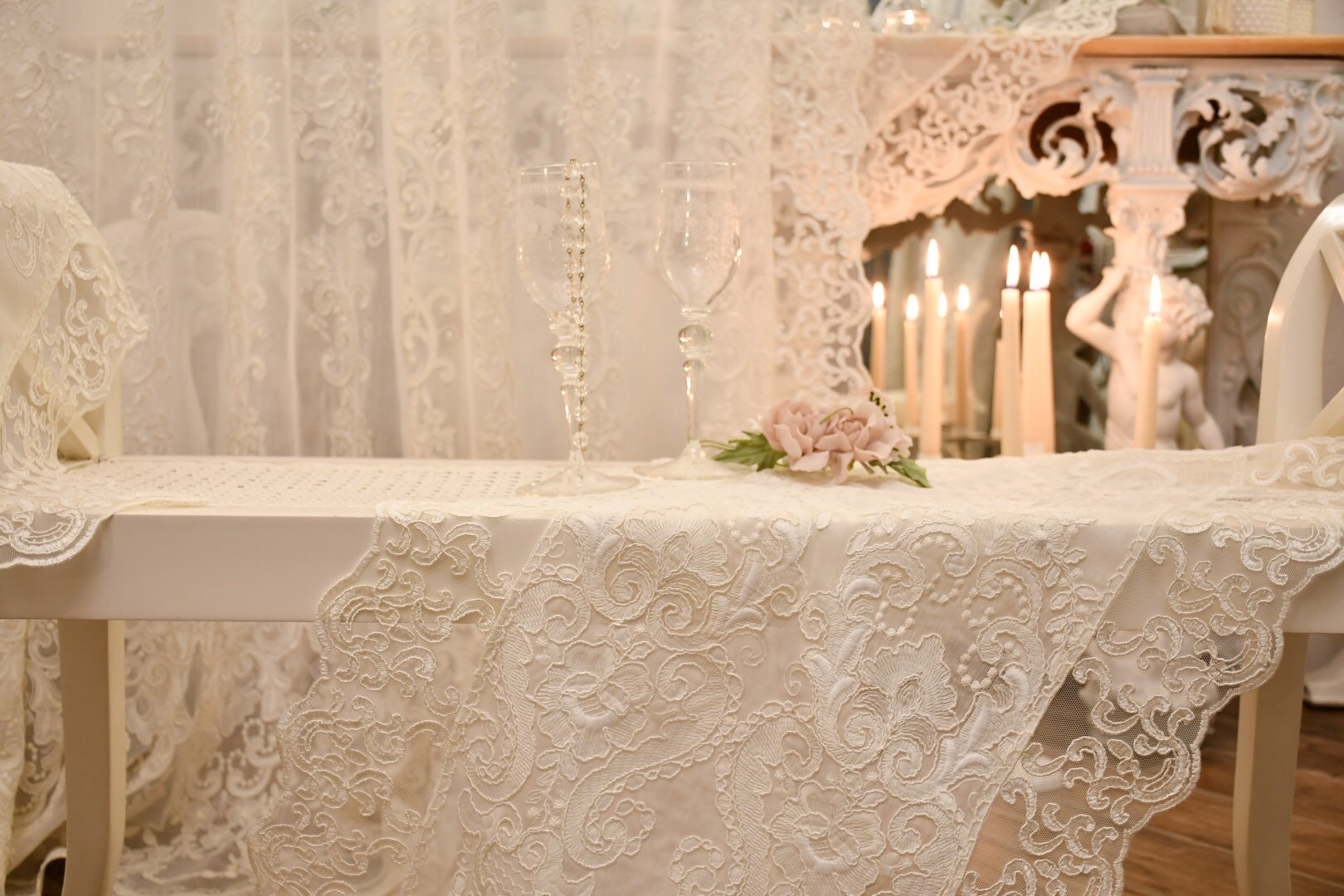 da utilizzare come runner da tavola Rotolo di pizzo vintage Psmgoods® per matrimoni eventi e decorazione per tavoli e sedie Cream 15cm*10m 