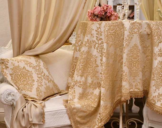 Damask tablecloth tablecloth luxury ivory gold "Royal Style" collection large medallion