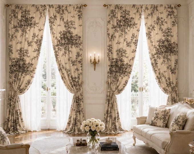 Toile de Jouy Angels Curtain – 100% Handmade Cotton Faggianis