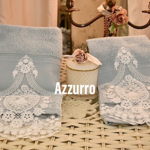 “Madame” fine lace and sponge towel set