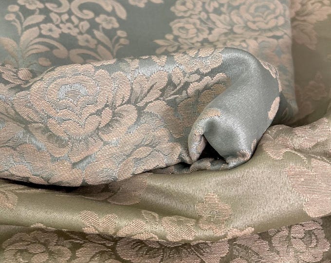 Damask luxury fabric light blue/green collection “Royal Style” Large Medallion