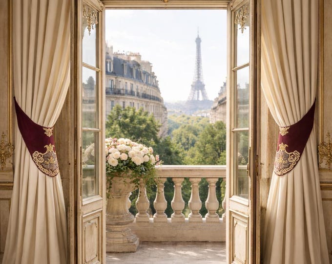 Velvet curtain tiebacks with baroque gold embroidery