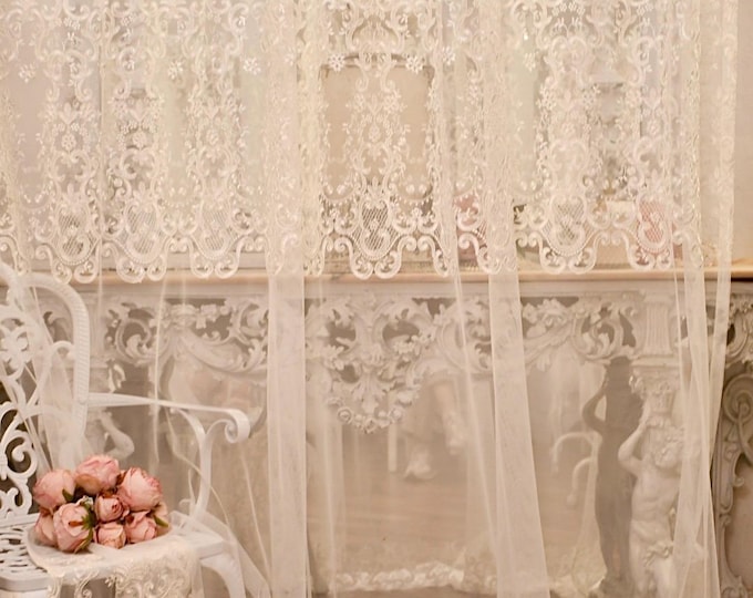 Embroidered tulle curtain panel “Ambra” from the “Le Trasparenze” collection
