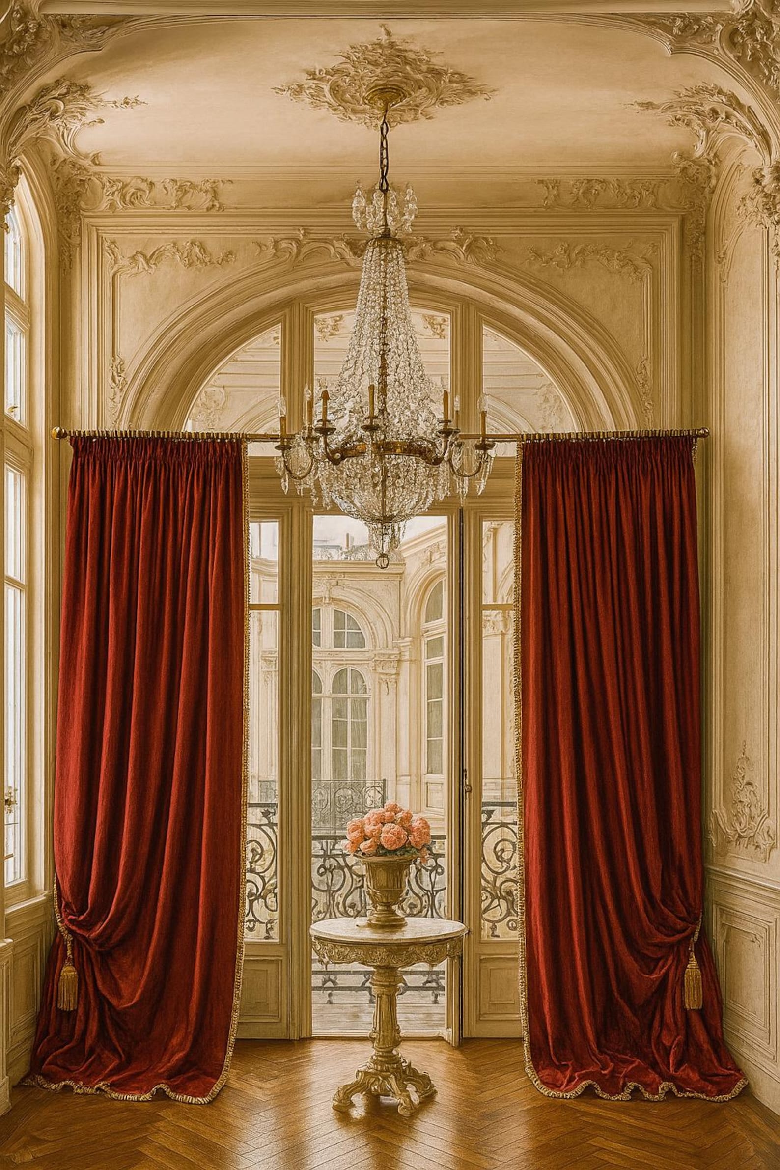 Luxury Burgundy Velvet Curtains Set Italian Velvet Drapes With Gold