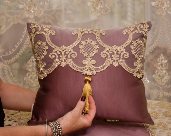 Luxory Cushion “Renaissance” collection “Violet Cathedral” and precious gold lace