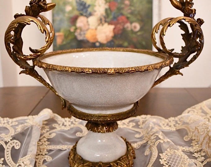 Antique Liberty Porcelain and Bronze Stand