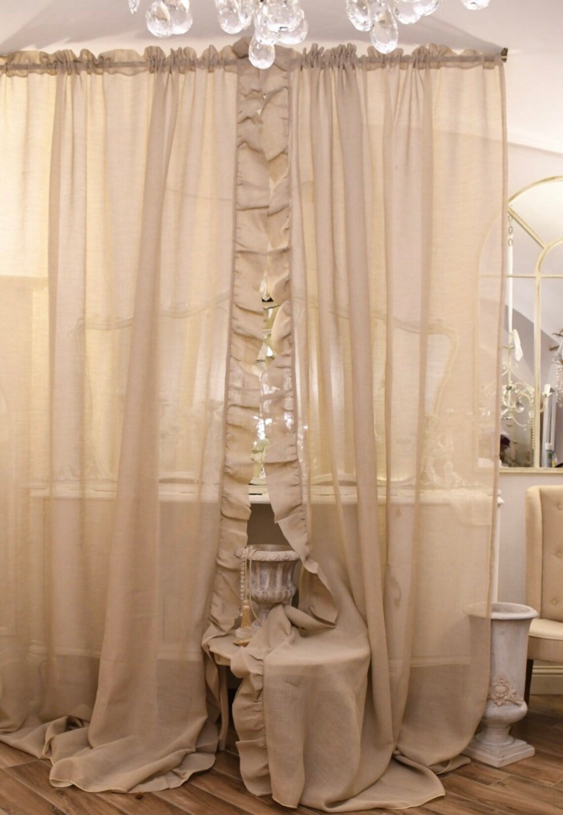 Pair of Cotton Gauze Curtains With Voilant Etsy