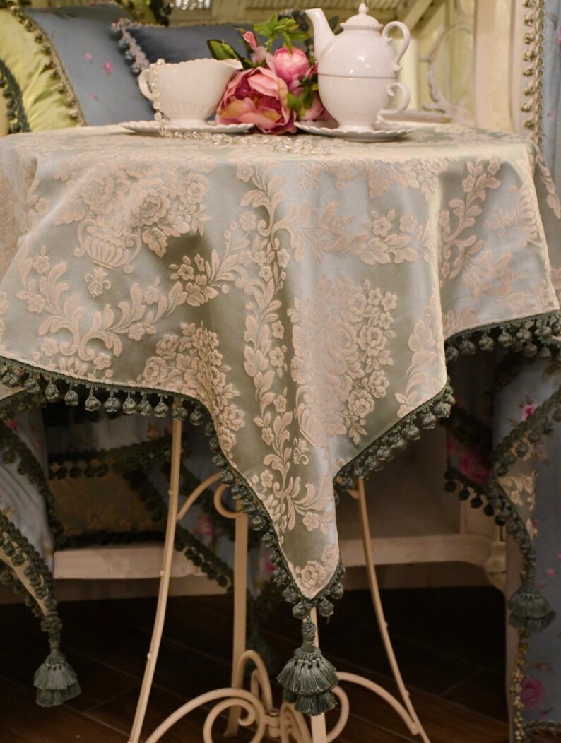 Painted Rose Flower Table Cover Damascus Trimmings and Etsy