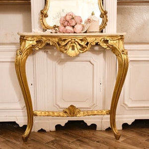 Antiker Konsolentisch mit Spiegel aus dem frühen 20. Jahrhundert in Neapel