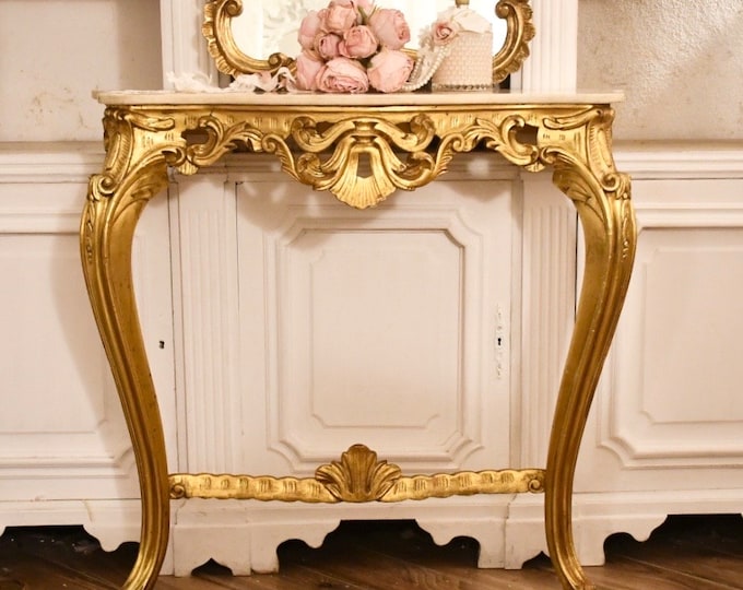 Antique console table with mirror from the early twentieth century in Naples