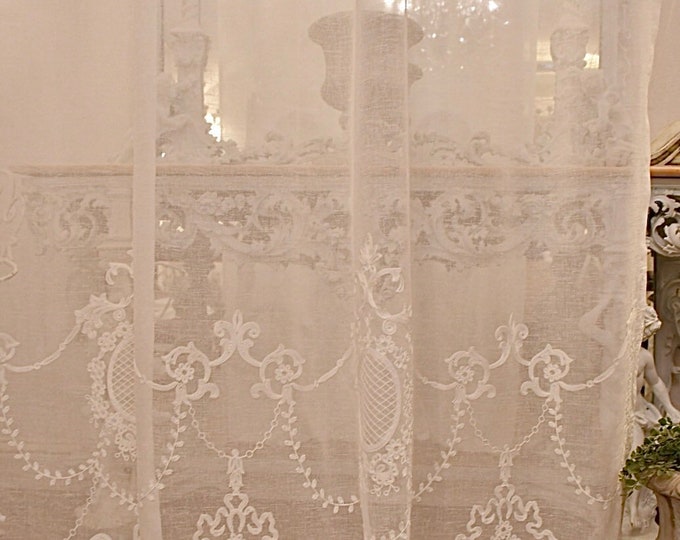 Linen curtain "Versailles Agatha" white