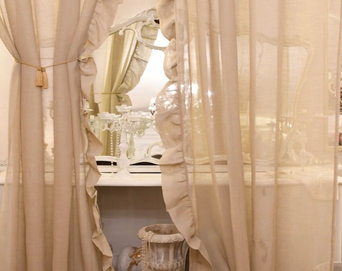 Pair of cotton gauze curtains with voilant