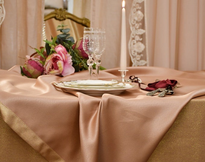 Rose gold lurex lamé tablecloth