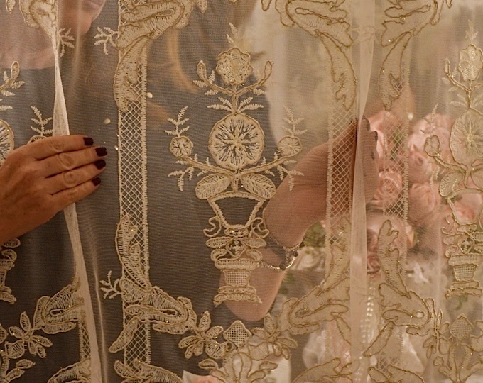Wonderful lace curtain embroidery Precious curtain collection “Botticelli”