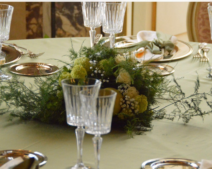 Wedding green sage satin tablecloth in silk