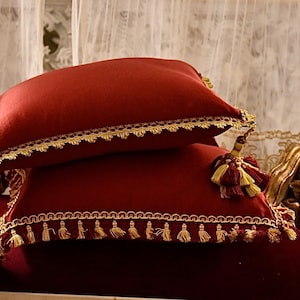 Regency Bordeaux cushions with precious trimmings